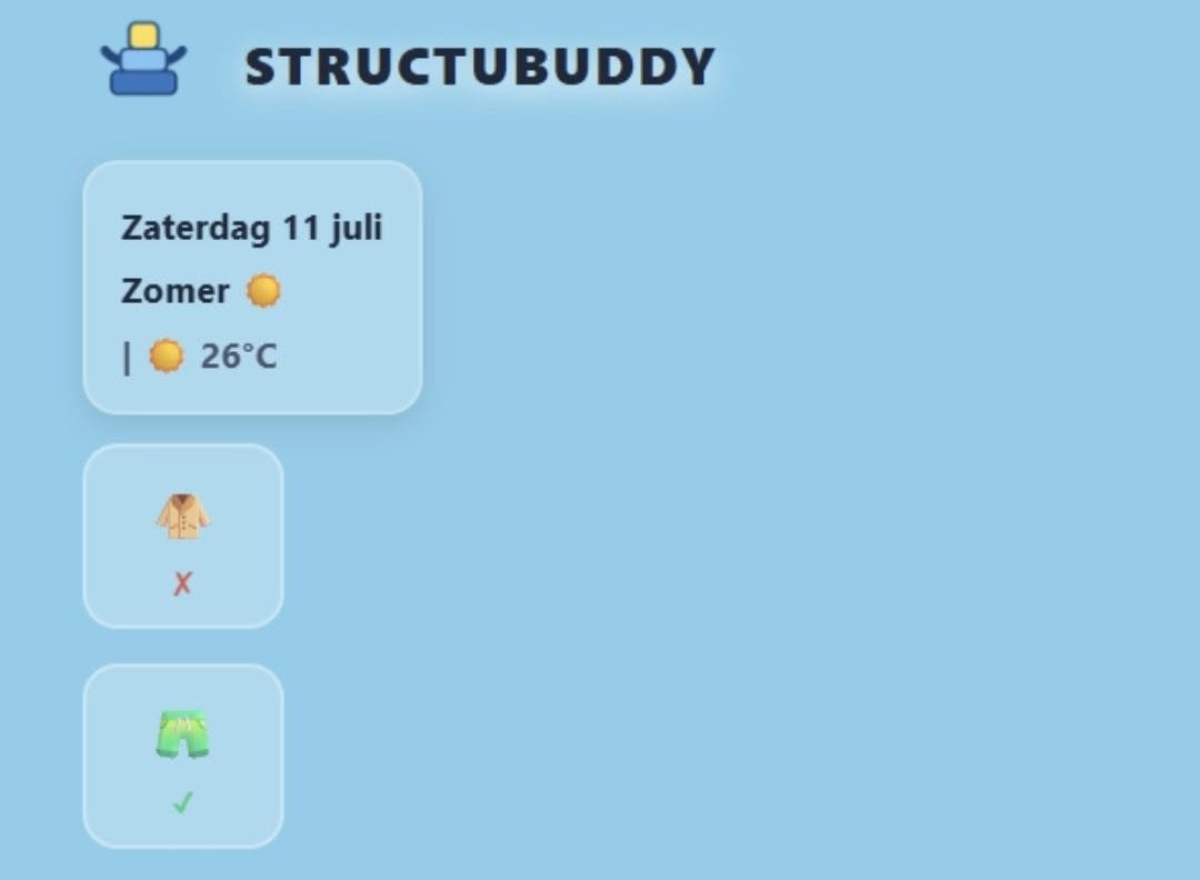Weer en kledingadvies in Structubuddy